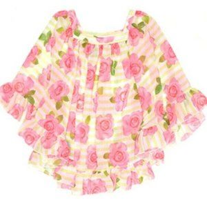 Kate Mack Girls Pink Green Roses Stripes Swimsuit